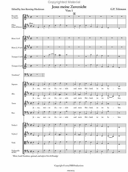 Cantata, 'Jesu, meine Zuversicht (score)