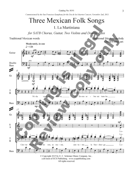 Three Mexican Folk Songs (SATB Full Score)