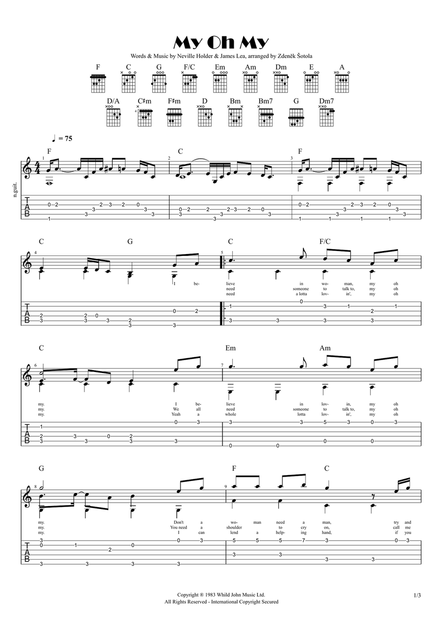 My Oh My Guitar Tablature scores gallery preview page 2