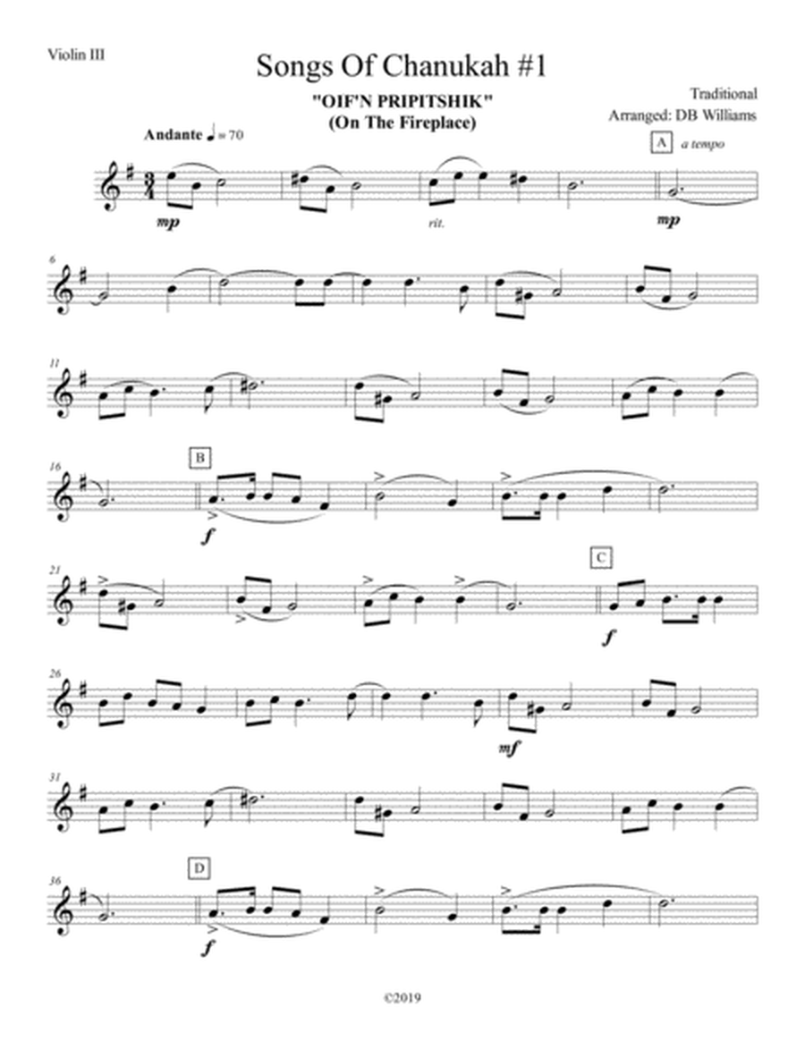 Songs Of Chanukah #1 (Violin 3)
