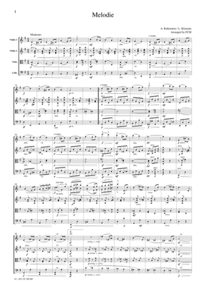 Rubinstein Melody, for string quartet, CR501
