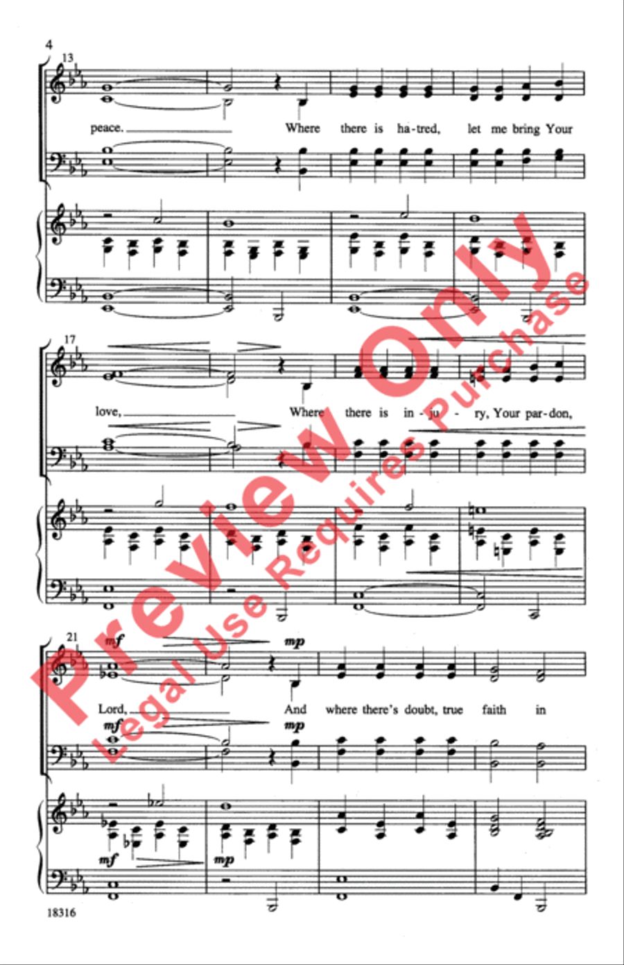 Make Me a Channel of Your Peace 4-Part scores gallery preview page 4