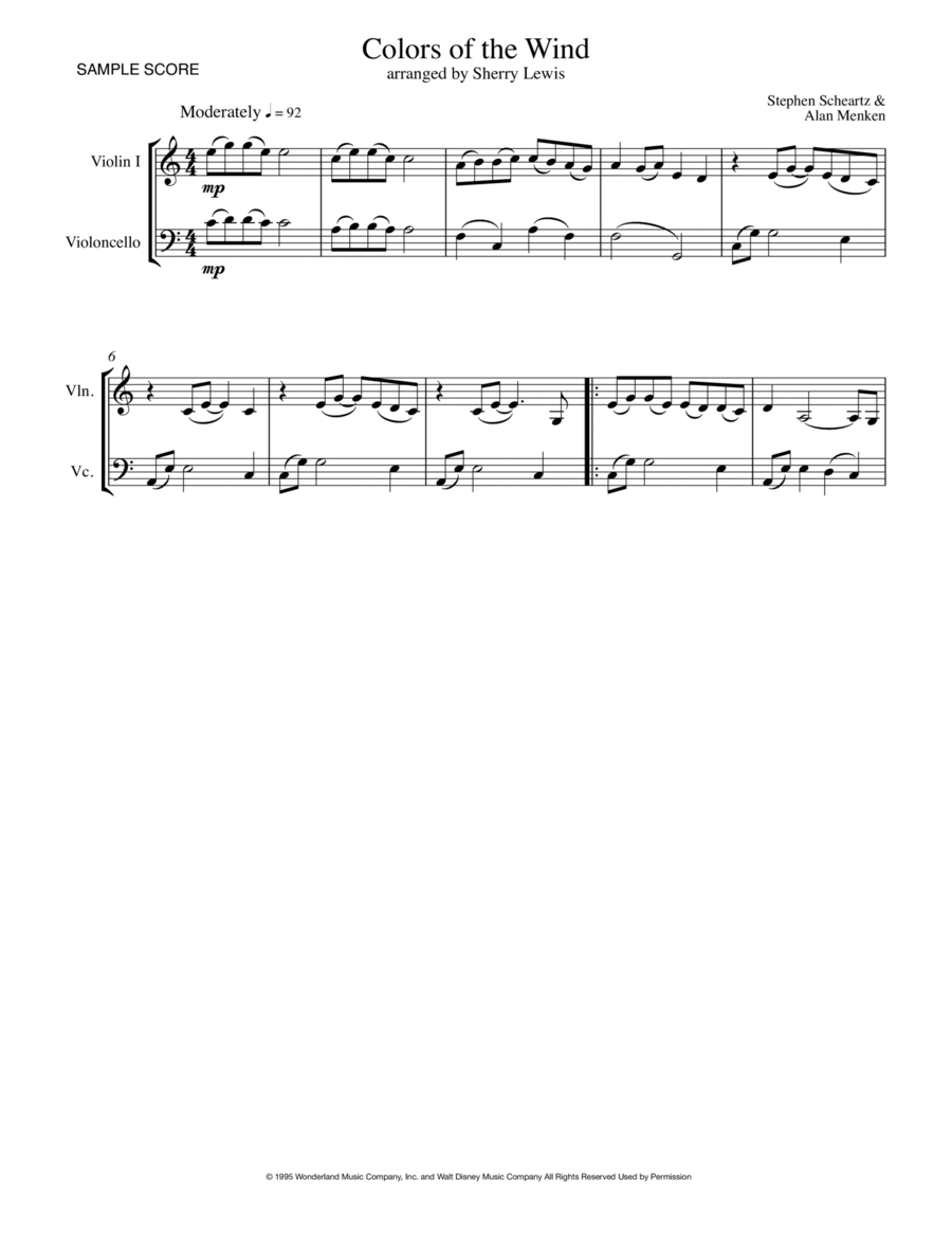 Colors Of The Wind String Duet scores gallery preview page 1