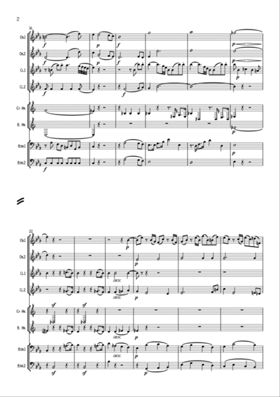 Mozart: Maurerische Trauermusik K.477 (Masonic Funeral Music) - wind octet (2 ob, 2 cl, 2 hn, 2 bsn) Bassoon scores gallery preview page 2