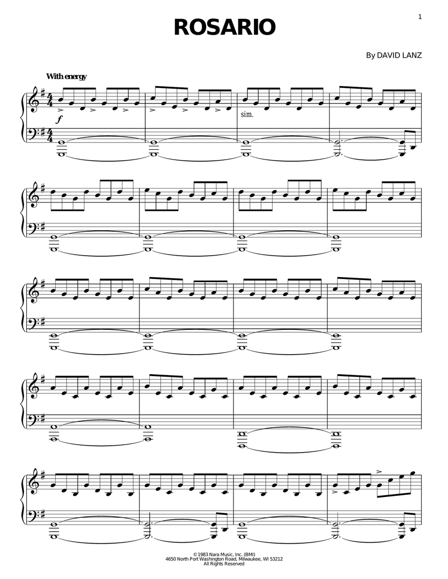 Rosario Rosario Piano Solo scores gallery preview page 1