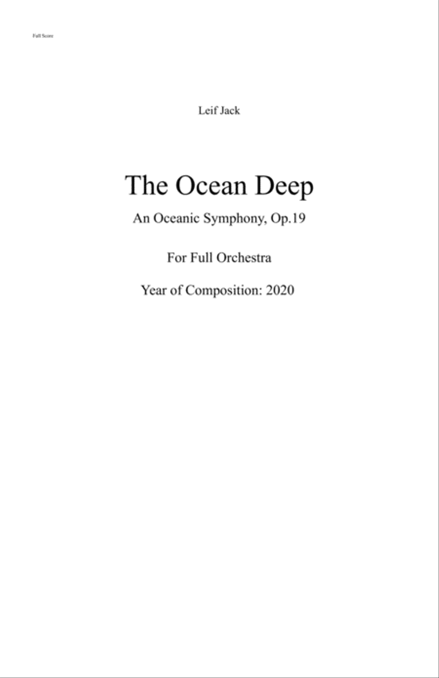 The Ocean Deep, Orchestral Version Full Orchestra scores gallery preview page 1