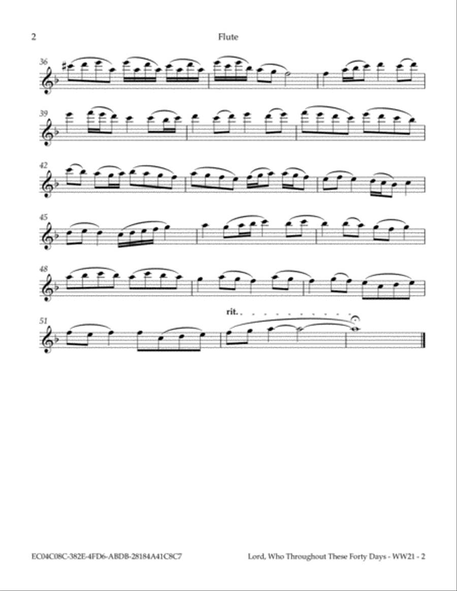 Lord, Who Throughout These Forty Days Woodwind Duet scores gallery preview page 3