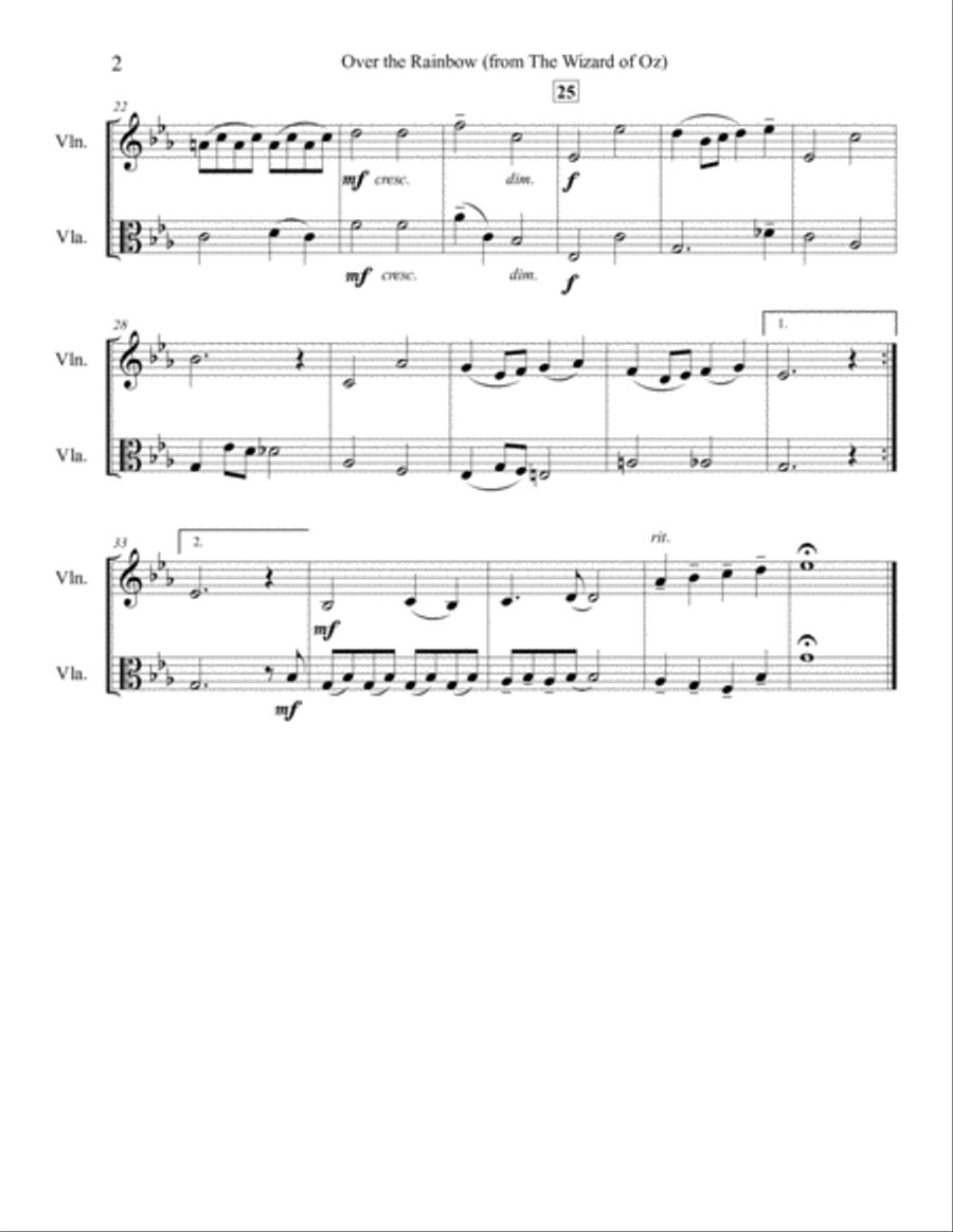 Over The Rainbow (from The Wizard Of Oz) String Duet scores gallery preview page 3