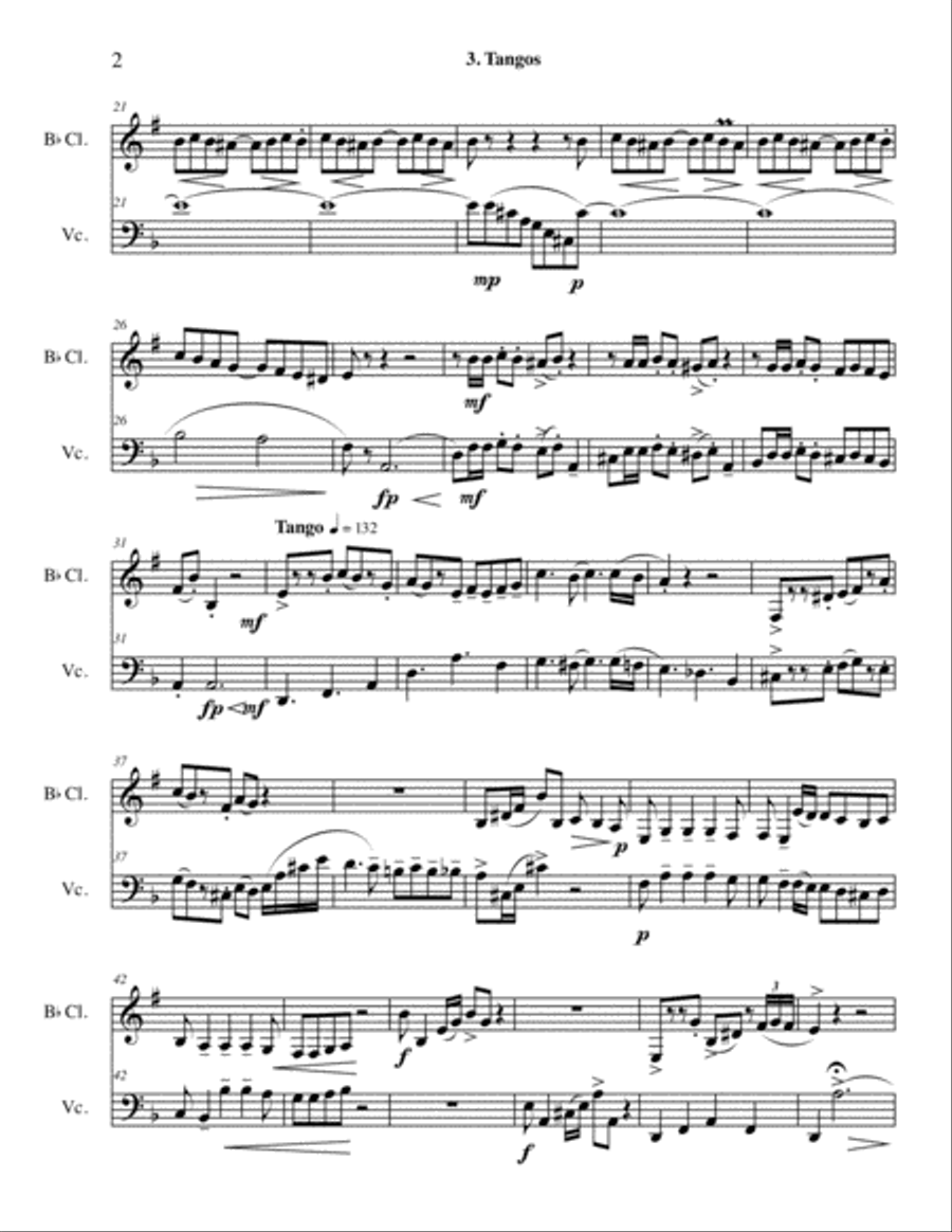 Santa Cruz Suite for Clarinet and Cello Clarinet scores gallery preview page 2