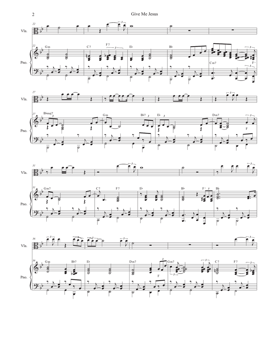 Give Me Jesus (Viola solo and Piano) Piano scores gallery preview page 2
