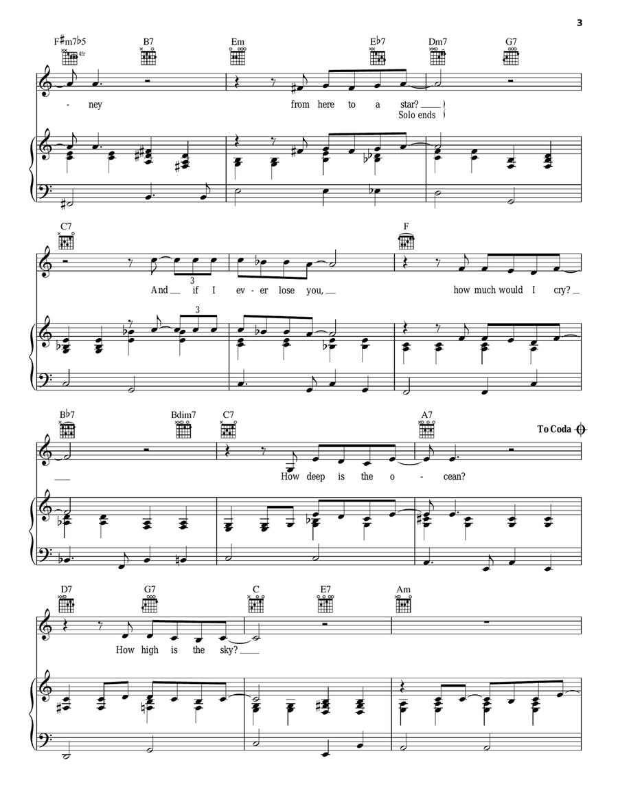 How Deep Is The Ocean (How High Is The Sky) Piano, Vocal, Guitar scores gallery preview page 3