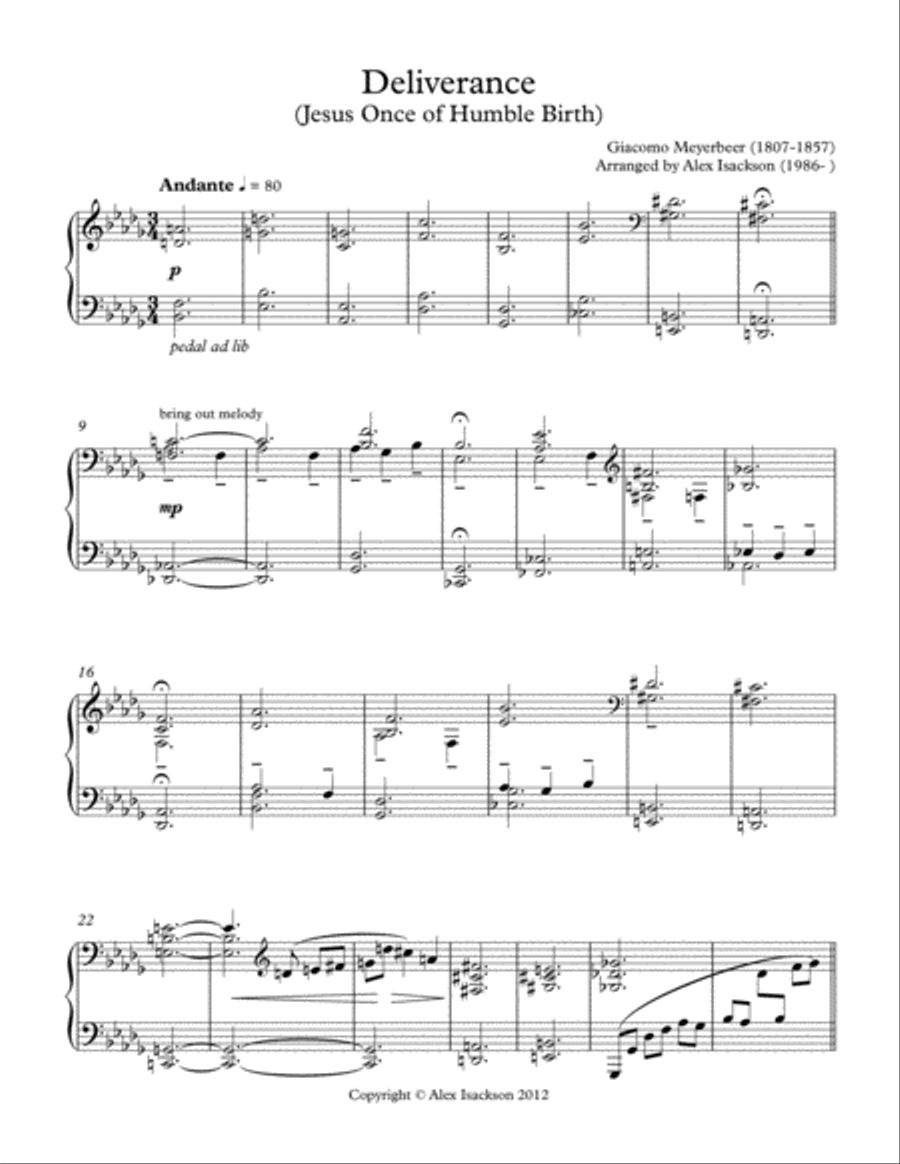 Deliverance/Jesus Once of Humble Birth Piano Solo scores gallery preview page 1