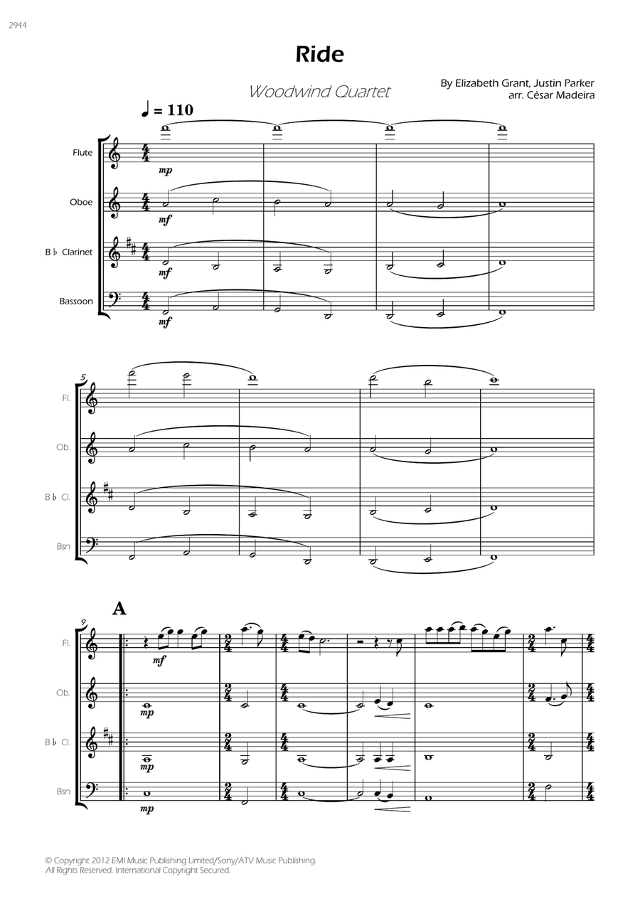 Ride Ride Woodwind Quartet scores gallery preview page 3