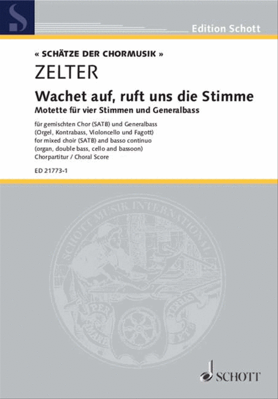 Wachet Auf, Ruft Uns Die Stimme (sleepers Awake) Satb W/ Basso Continuo German 4-Part scores gallery preview page 1