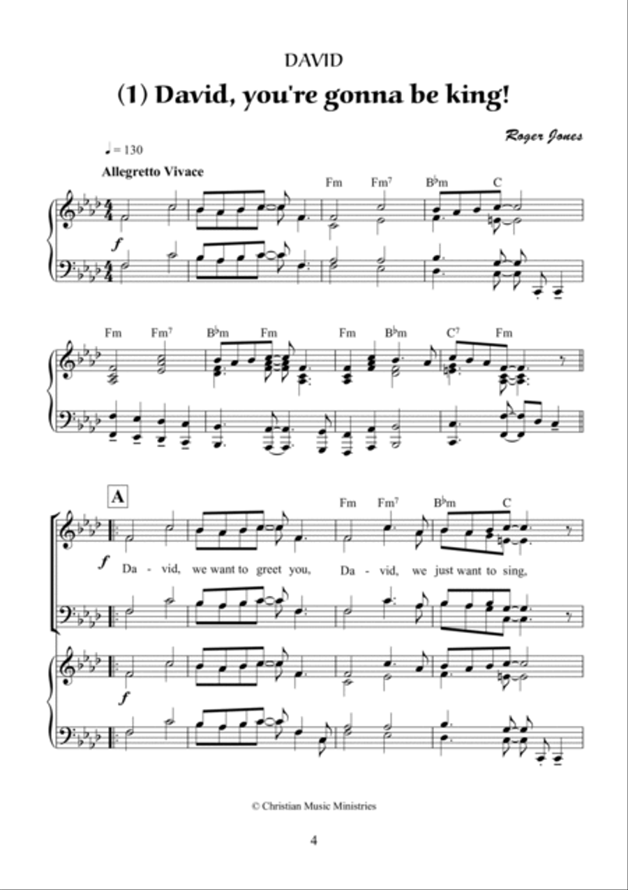 David - a Roger Jones musical 4-Part scores gallery preview page 5