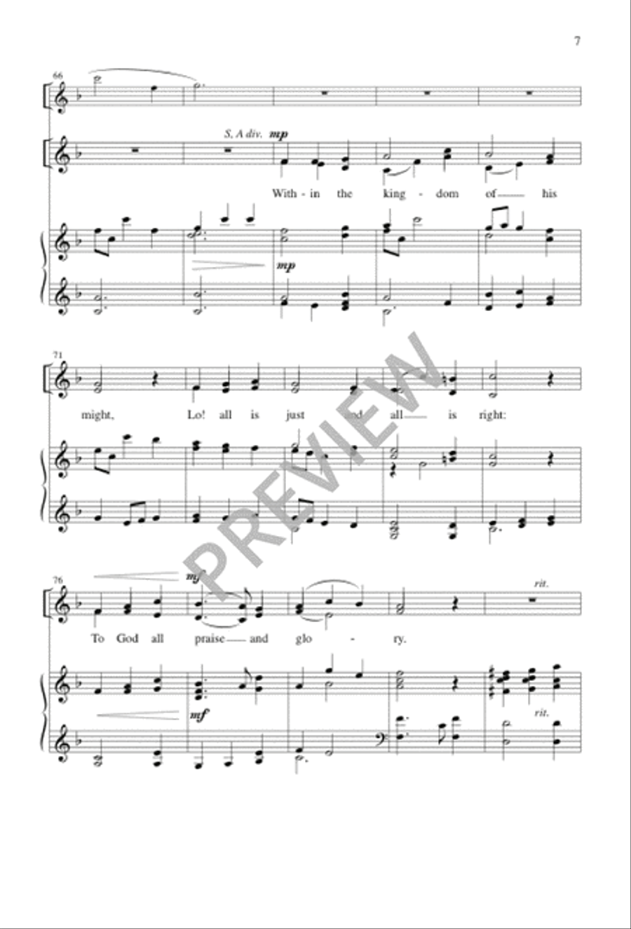 Sing Praise to God Who Reigns Above 4-Part scores gallery preview page 7