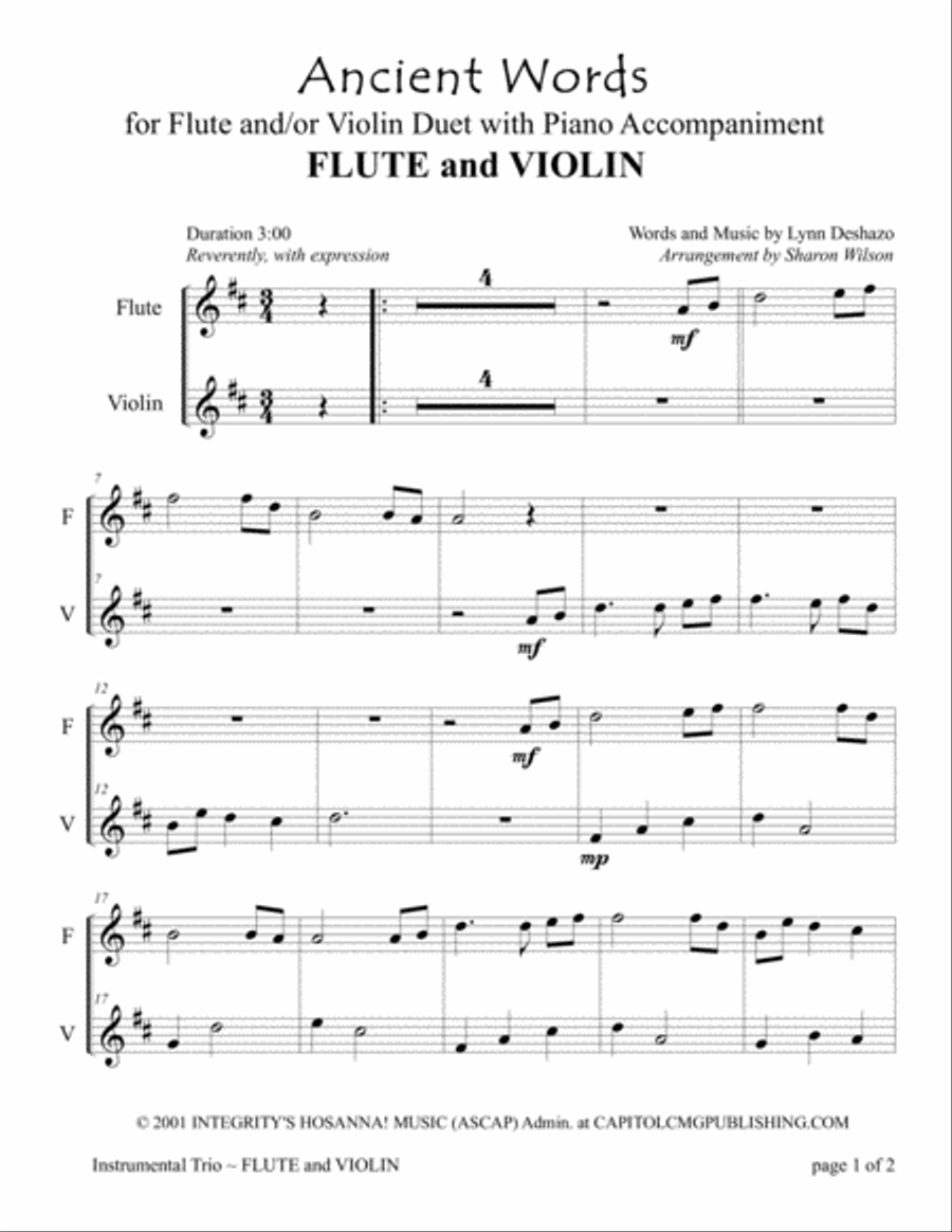 Ancient Words Flute scores gallery preview page 1