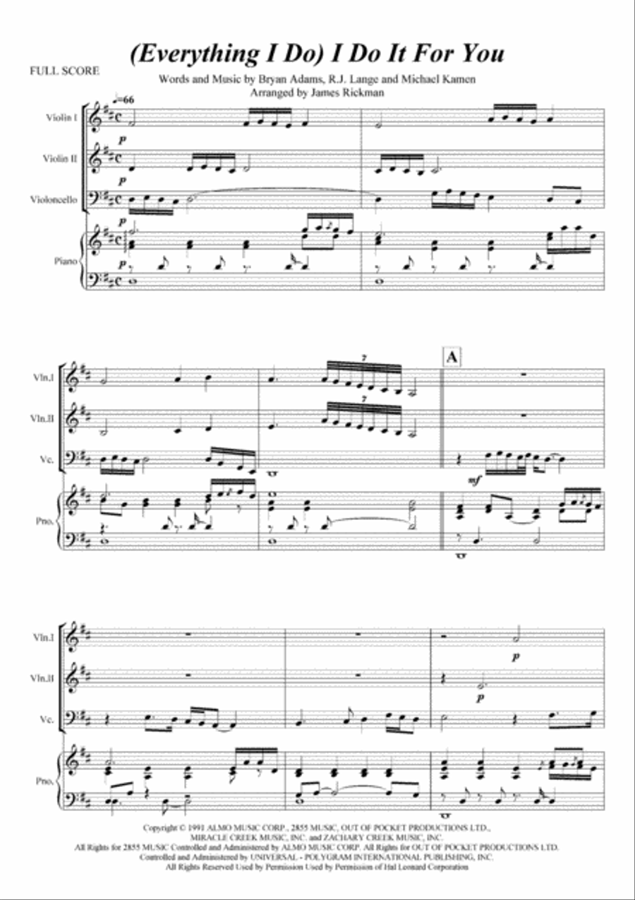 (Everything I Do) I Do It For You Piano Trio scores gallery preview page 1