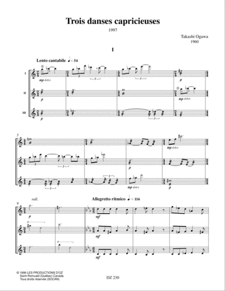 Trois danses capricieuses Guitar Ensemble scores gallery preview page 3