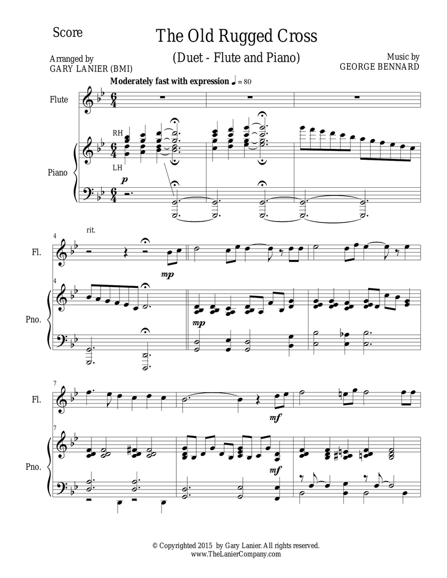 THE OLD RUGGED CROSS (Duet – Flute and Piano/Score and Parts) Woodwind Duet scores gallery preview page 2