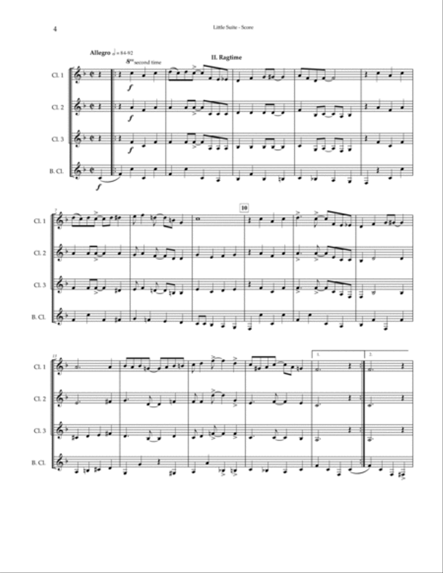 Little Suite for clarinet quartet