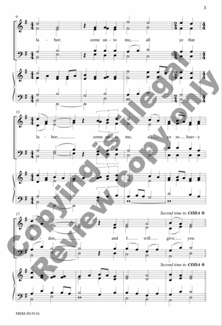 Come Unto Me Come Unto Me 4-Part scores gallery preview page 4