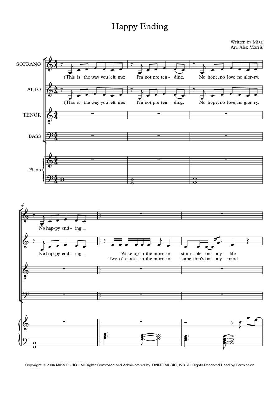 Happy Ending Happy Ending 4-Part scores gallery preview page 1
