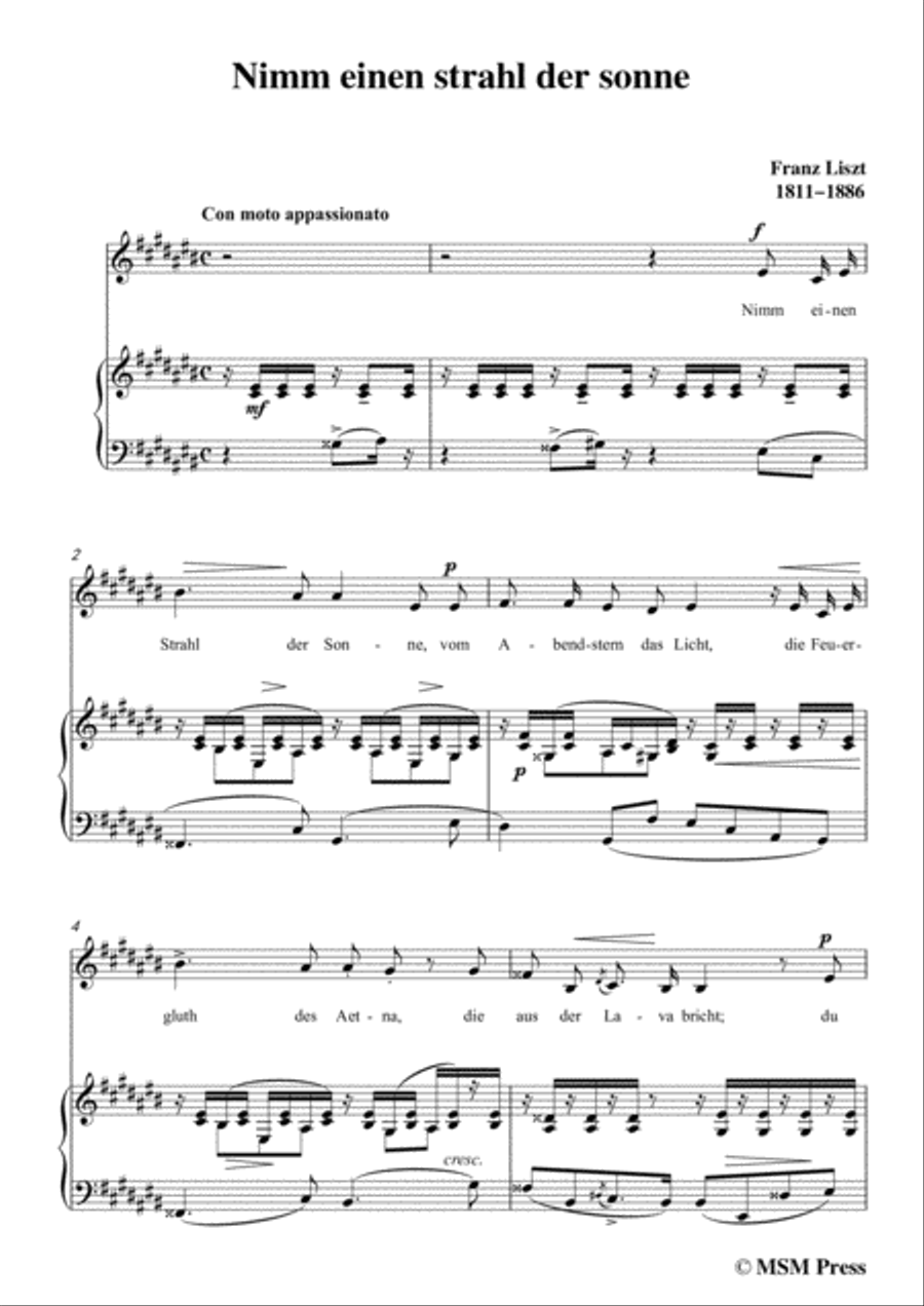 Liszt-Nimm einen strahl der sonne in C sharp Major,for Voice and Piano Voice Solo scores gallery preview page 3