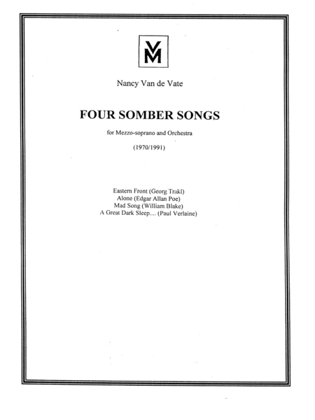 [Van de Vate] Four Somber Songs