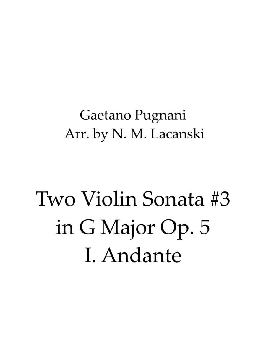 Two Violin Sonata #3 in G Major Op. 5 I. Andante image number null