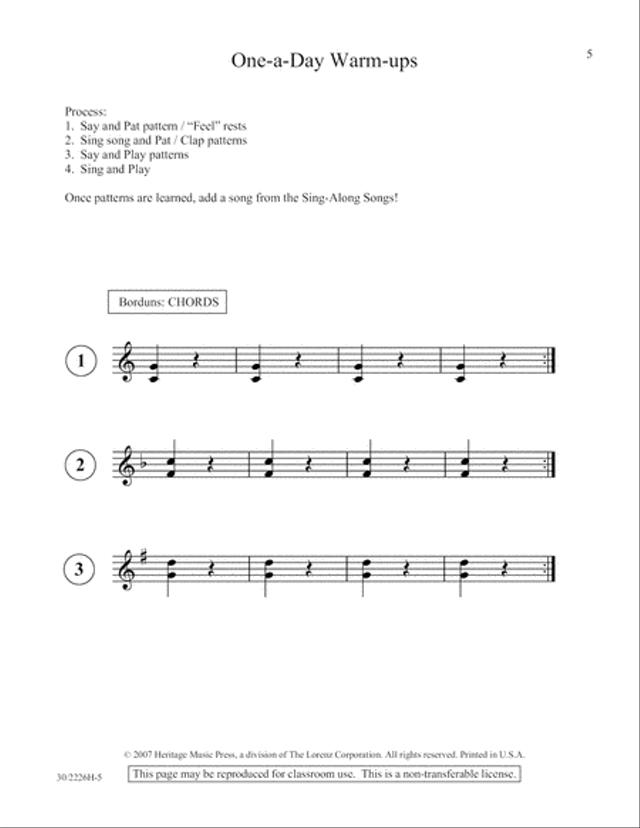 One-A-Day Warm-Ups for Orff Instruments Unison Choir scores gallery preview page 6