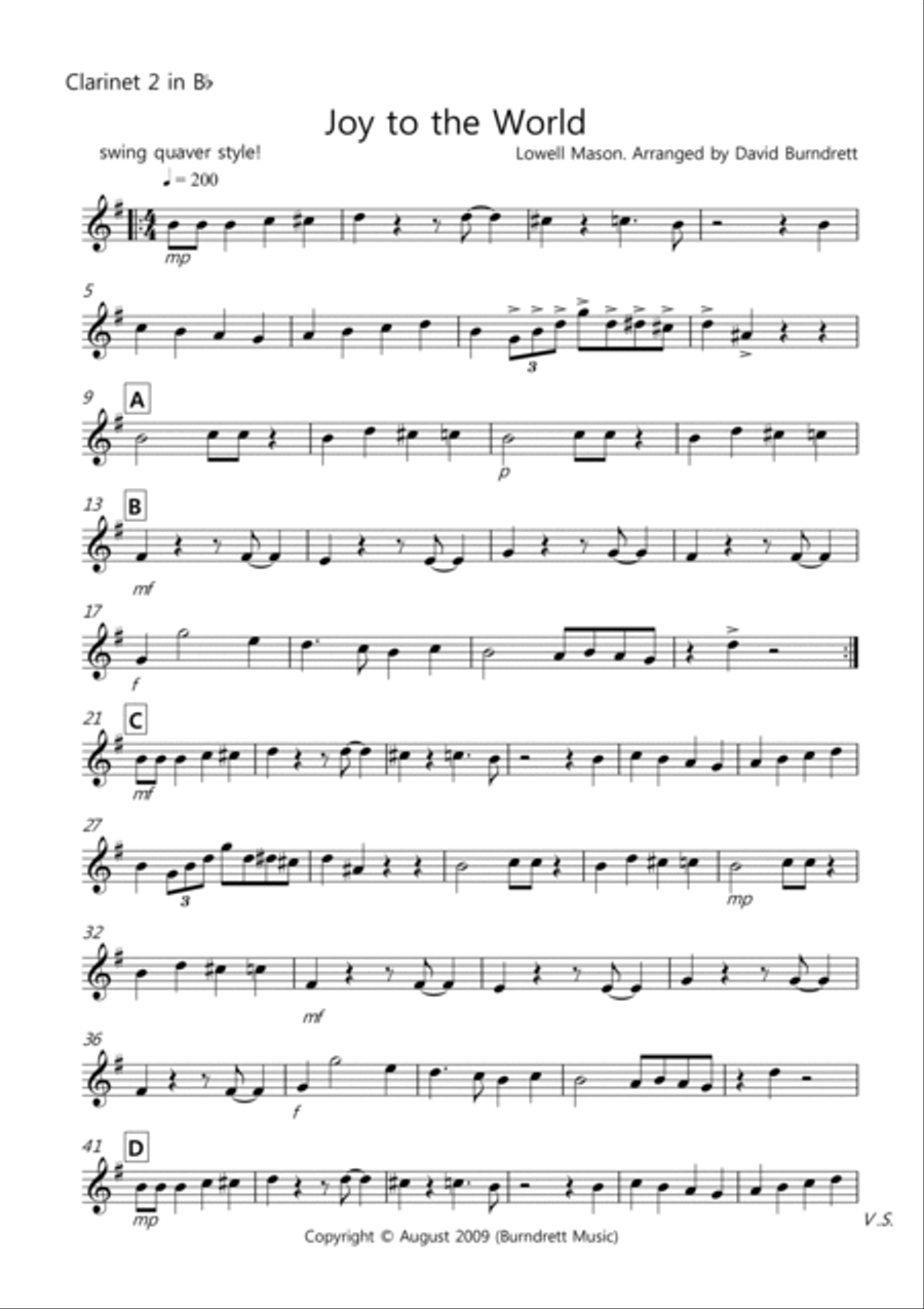 Joy To The World (Jazzy Style!) for Clarinet Quartet Clarinet Quartet scores gallery preview page 6