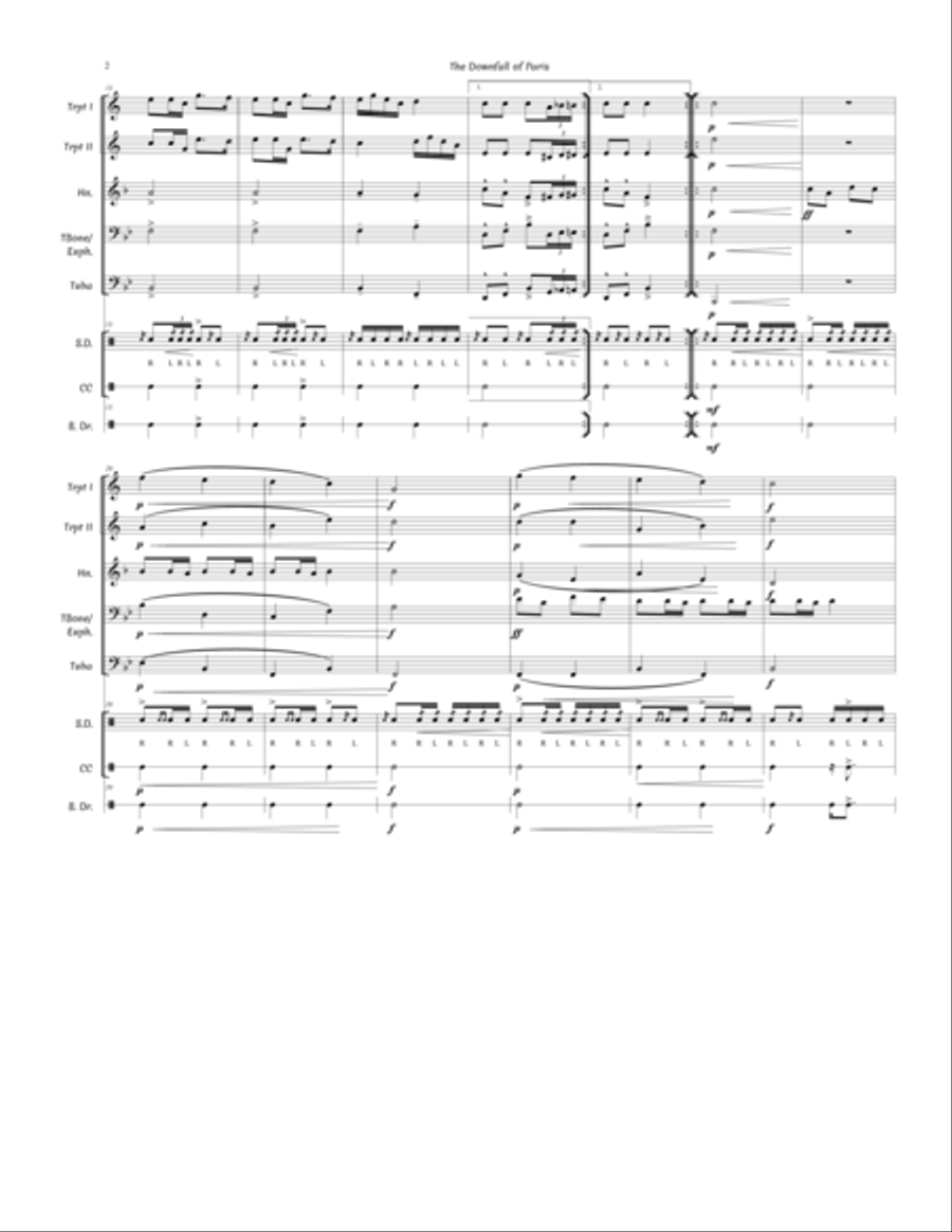 The Downfall of Paris for Brass Quintet and Percussion Large Ensemble scores gallery preview page 4