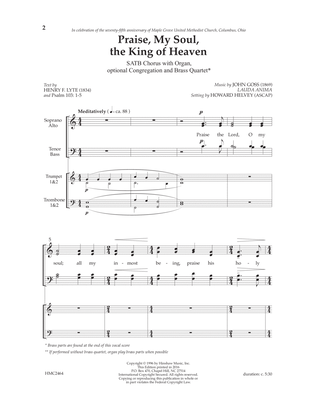 Praise, My Soul, The King of Heaven (arr. Howard Helvey)