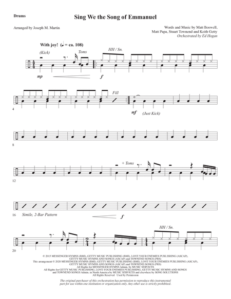 Sing We the Song of Emmanuel (arr. Joseph M. Martin) - Drums