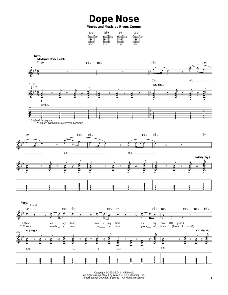 Dope Nose Acoustic Guitar scores gallery preview page 1