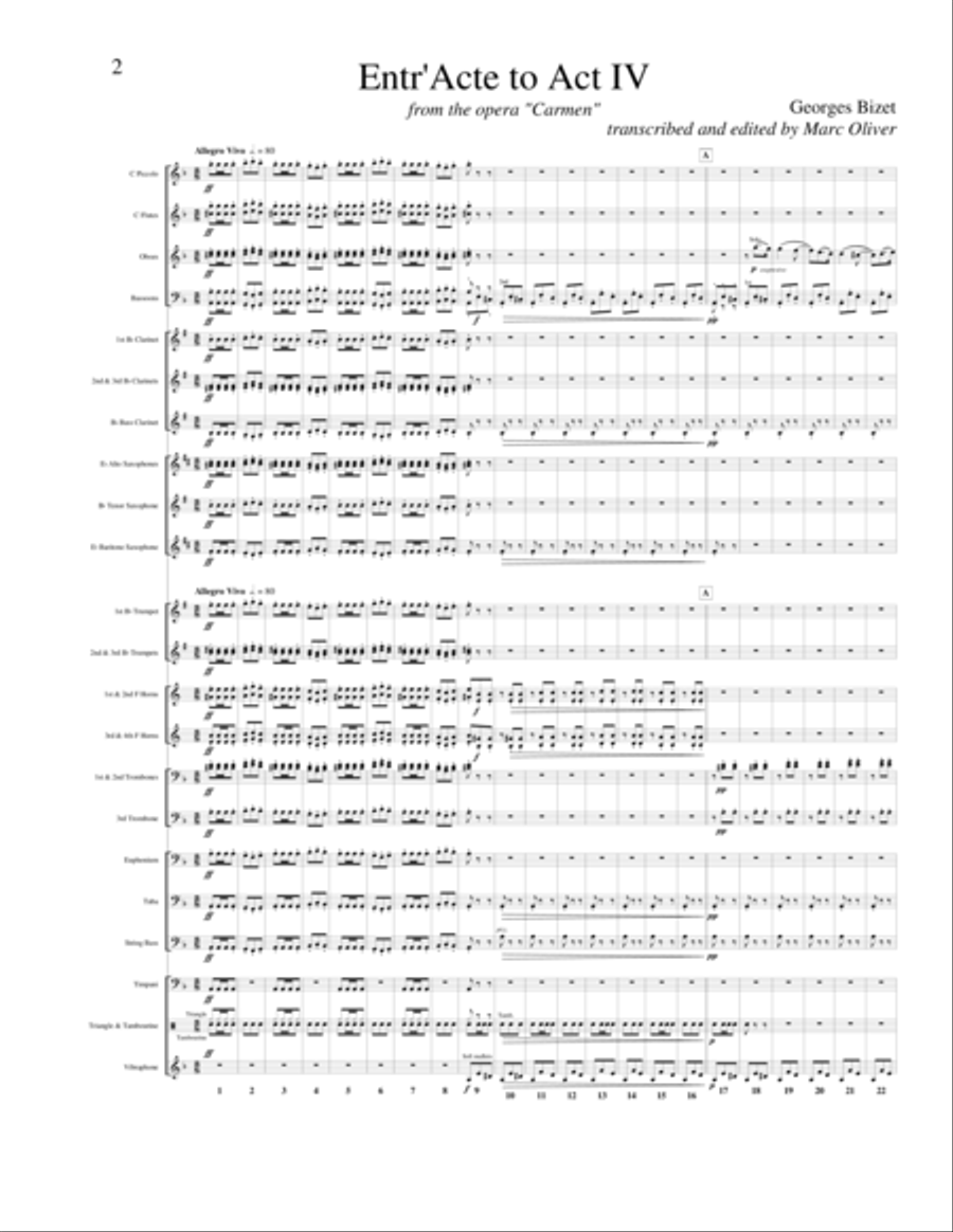 Aragonaise (Entr'acte to Act IV of Carmen) Concert Band scores gallery preview page 1