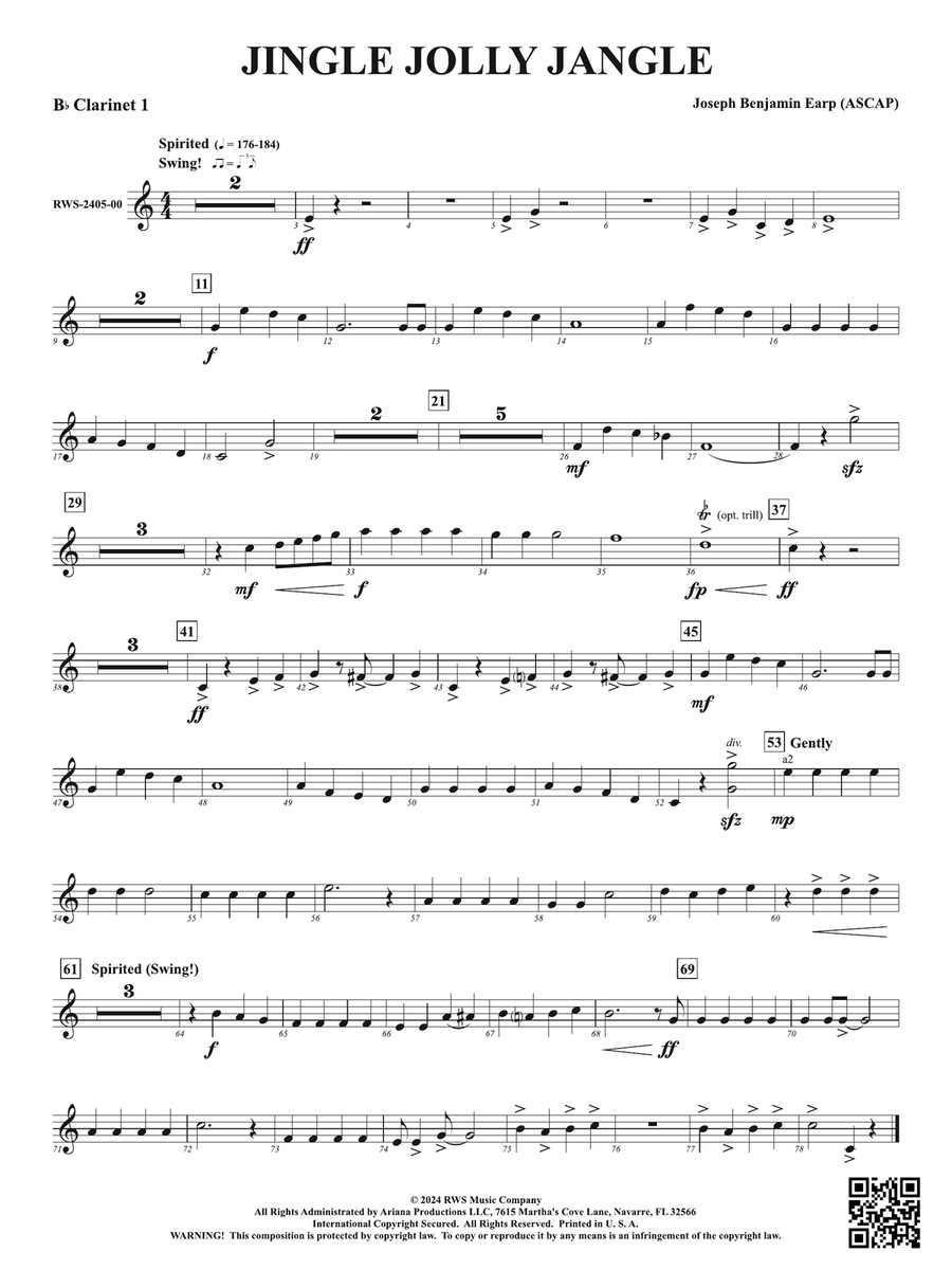 Jingle Jolly Jangle: 1st B-flat Clarinet B-Flat Clarinet scores gallery preview page 1
