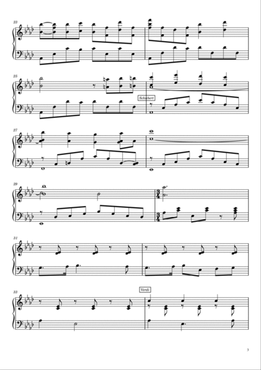 Classical Music Mashup - Variation For Piano Solo - Beethoven,Chopin,Bach,Mozart...... Piano Solo scores gallery preview page 3