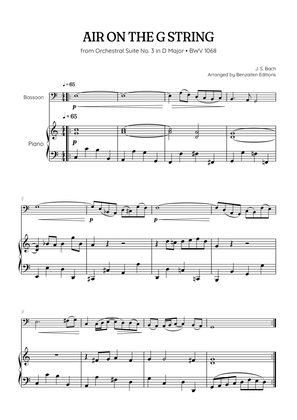 JS Bach • Air on the G String from Suite No. 3 BWV 1068 | bassoon & piano sheet music