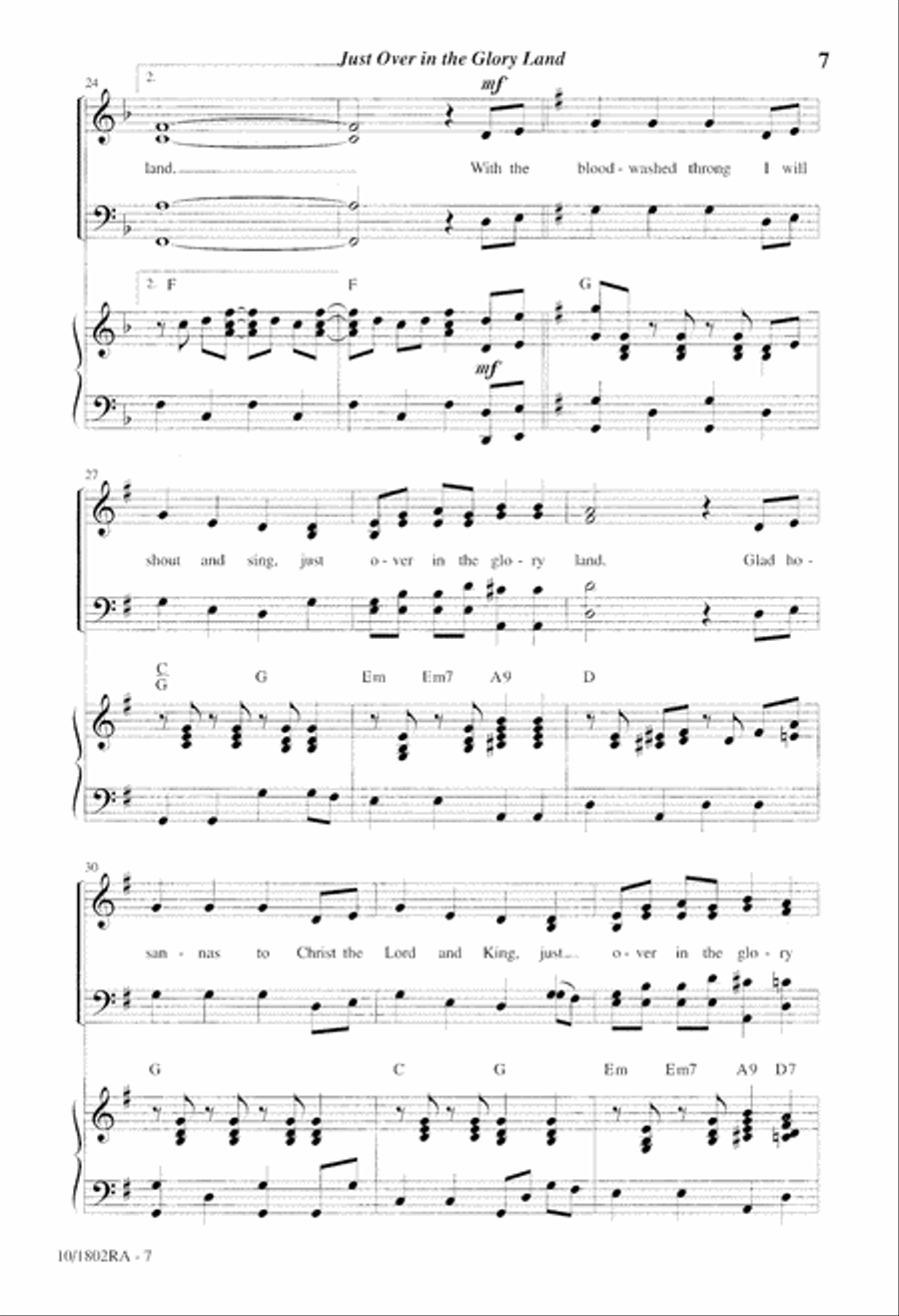Just Over in the Glory Land 4-Part scores gallery preview page 7