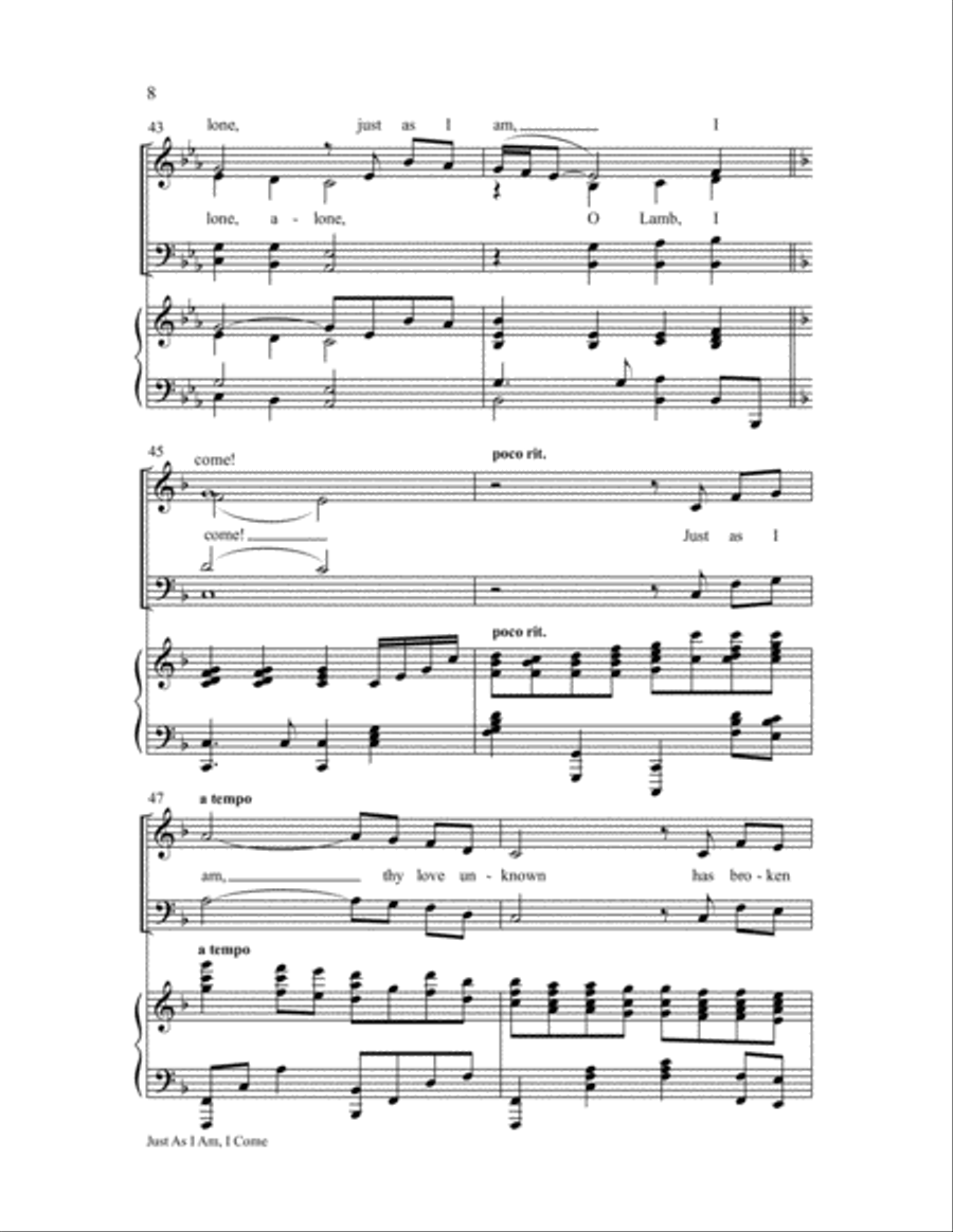 Just as I Am, I Come 4-Part scores gallery preview page 9