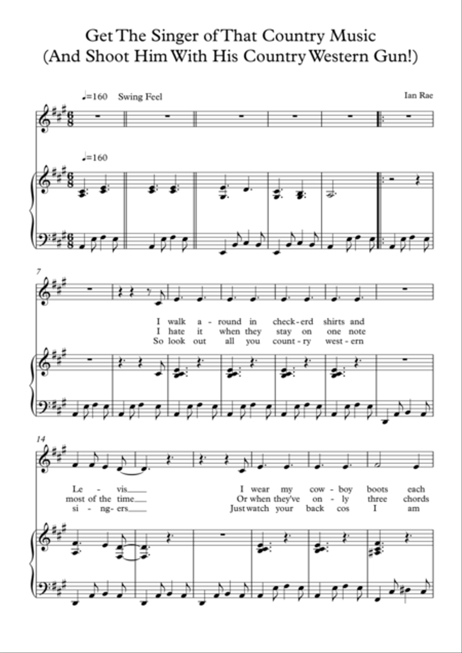 Get The Singer of That Country Music (And Shoot Him With His Country Western Gun!) Voice scores gallery preview page 1