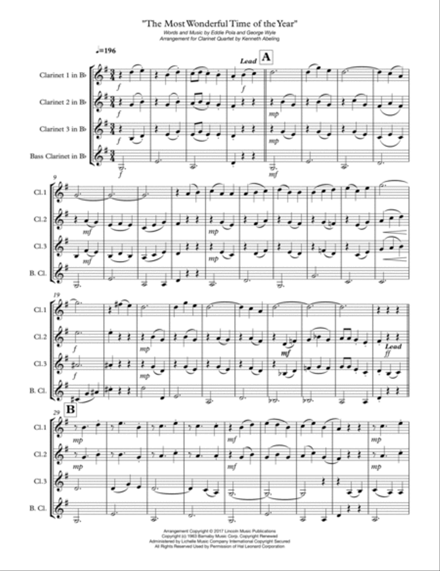 The Most Wonderful Time Of The Year Woodwind Ensemble scores gallery preview page 2