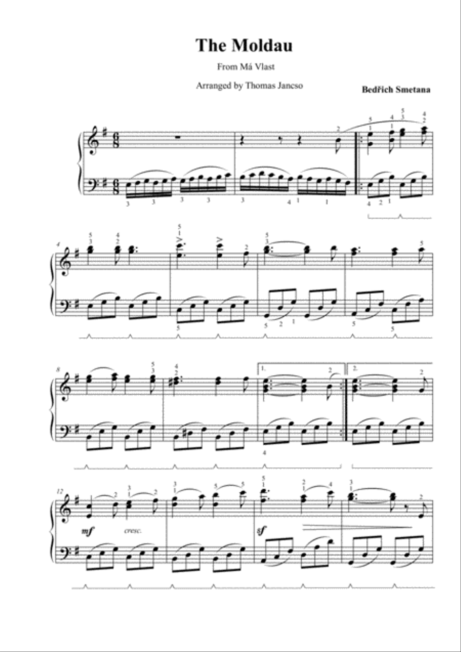The Moldau (Vltava) Piano Solo scores gallery preview page 1