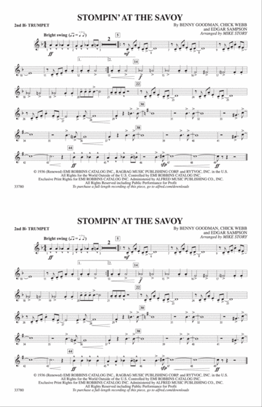 Stompin' at the Savoy: 2nd B-flat Trumpet Marching Band scores gallery preview page 1