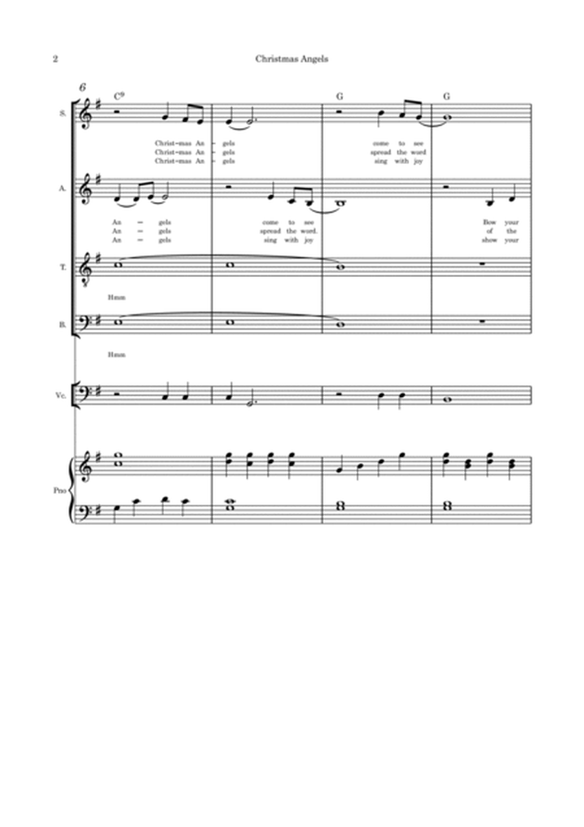 Christmas Angels - SATB cello and piano with parts included image number null