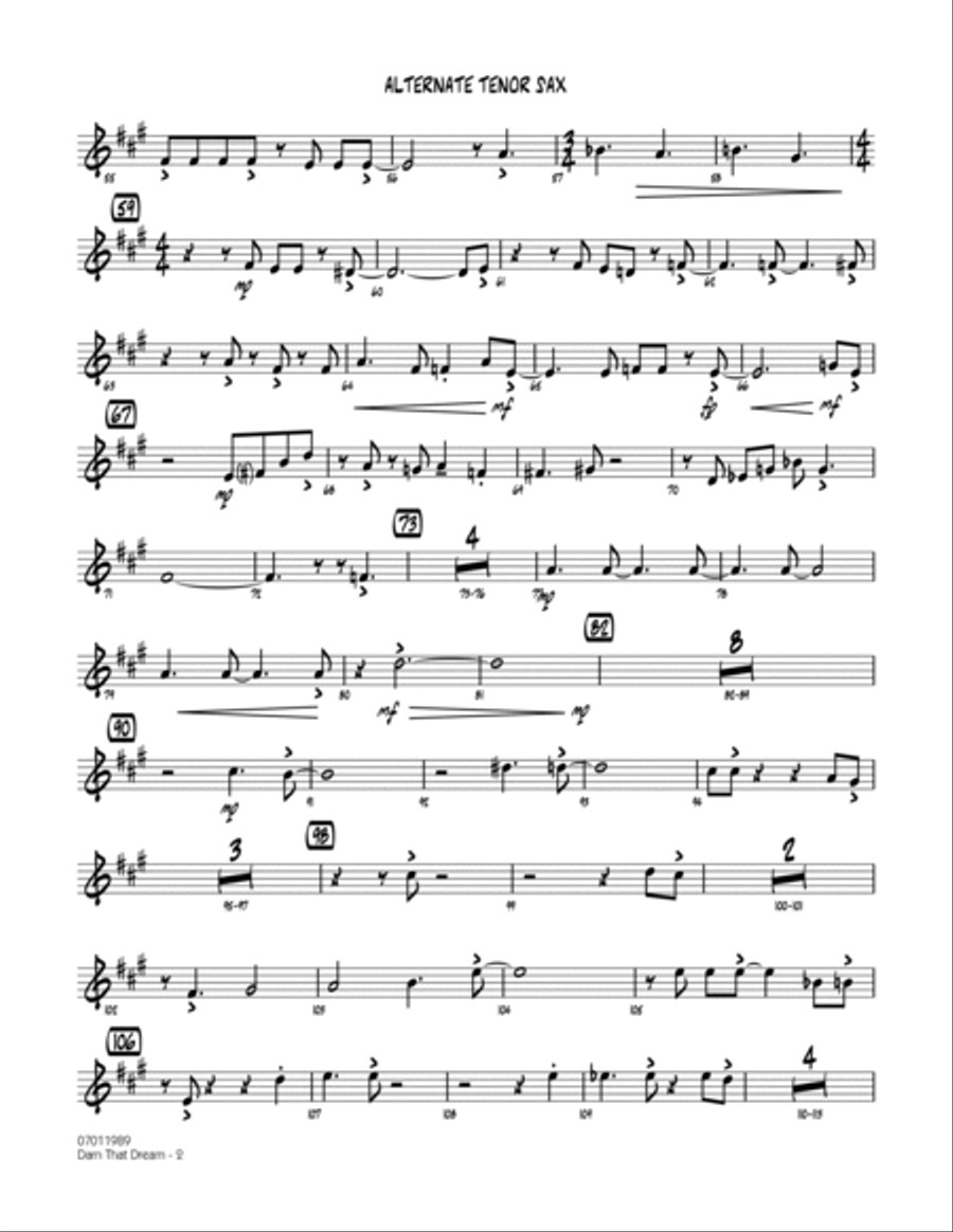 Darn That Dream - Alternate Tenor Sax Jazz Ensemble scores gallery preview page 2