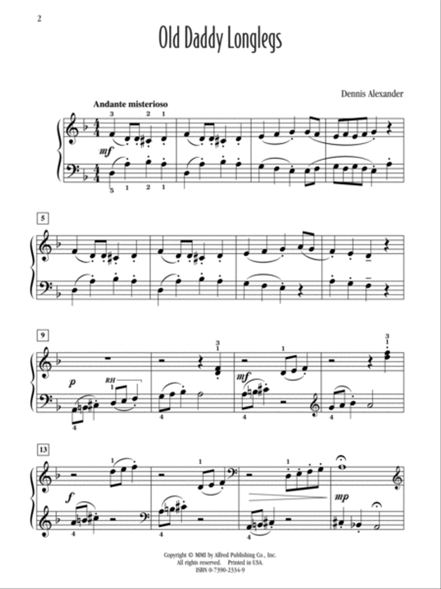 Old Daddy Longlegs Old Daddy Longlegs Easy Piano scores gallery preview page 2