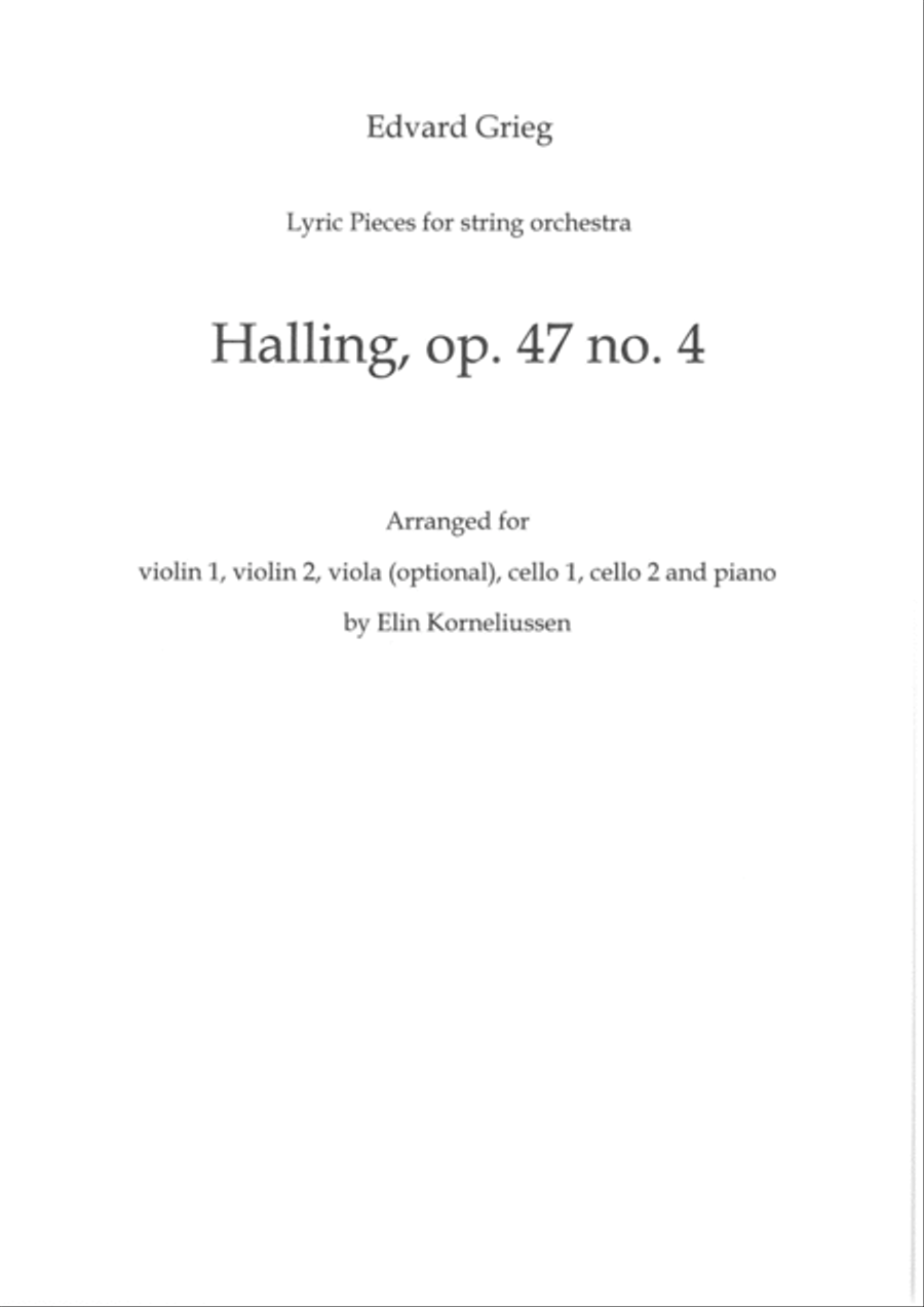 Edvard Grieg Lyric Pieces for String Orchestra: Halling, op. 47 no. 4 String Orchestra scores gallery preview page 1